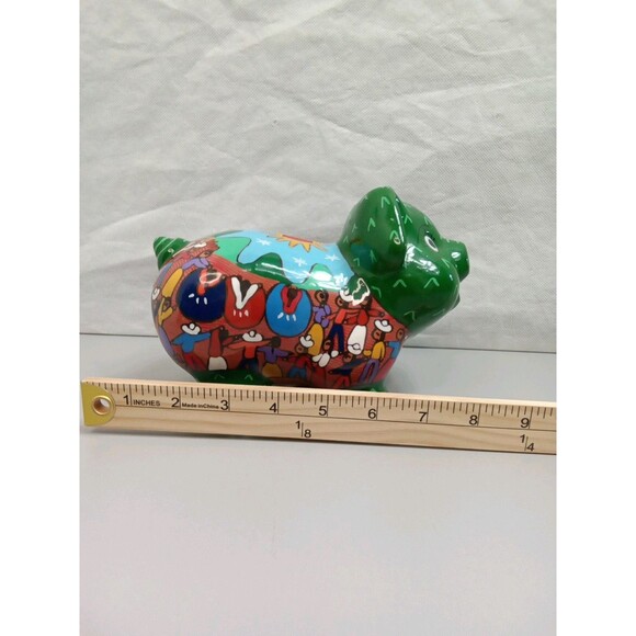 Mexican Piggy‎ Bank Hand Painted Vibrant colors 7X5X4 - Picture 8 of 10